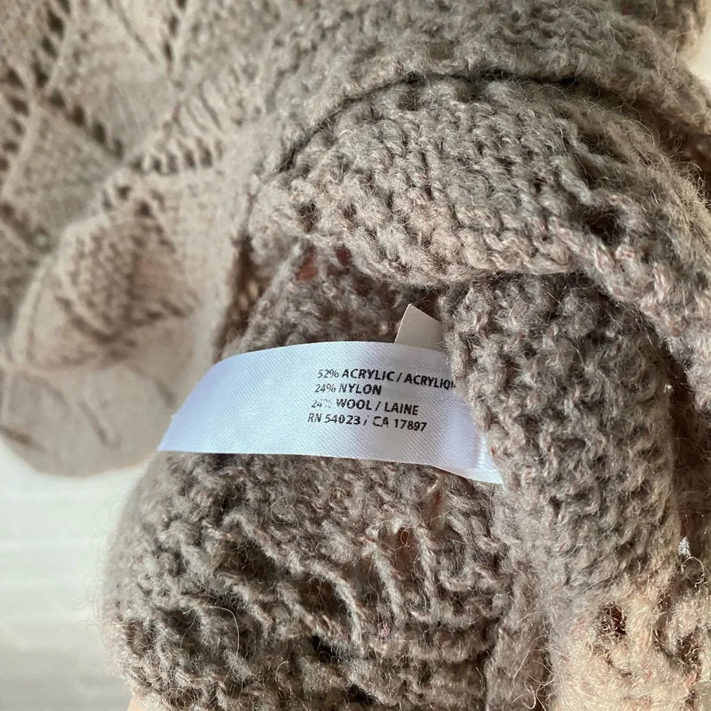 Old Navy Vintage 2000s Tan Wool Blend Open Knit Cowl Neck Top